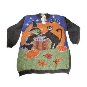 Womens Halloween Sweater 22W/42/2XL NEW’95 Handknit A Little Extra Spice Pullovr